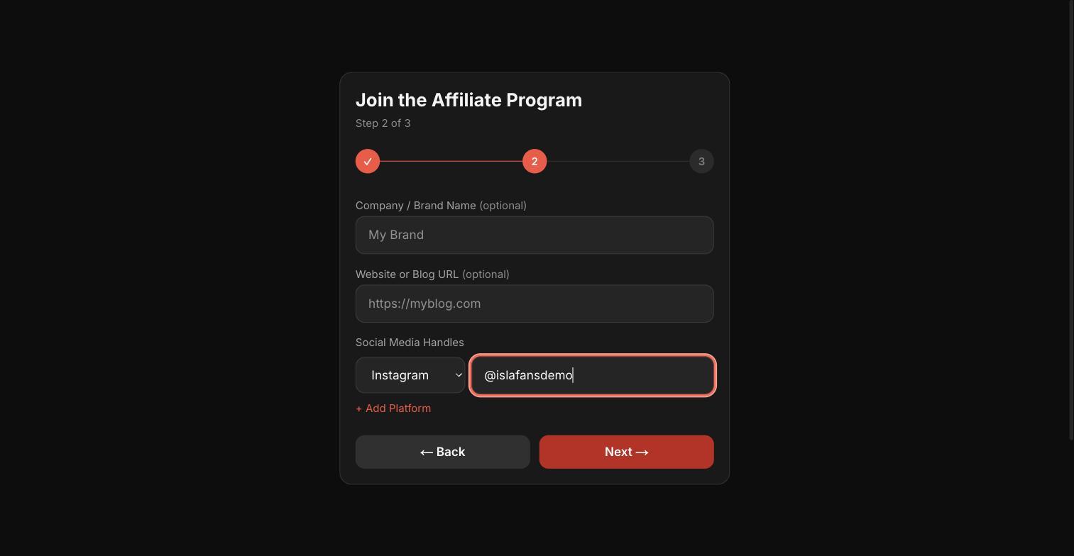 Create Your Affiliate Account — screenshot 3